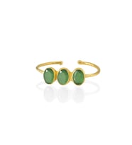 Kadir Jewellery 22 Ayar Altın Kaplama Zirkon Taşlı Ayarlanabilir Trend Bilezik (Yeşil)