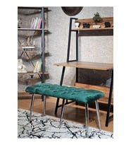 Krom Metal Yeşil Oturaklı Sivriltme Ayaklı Babyface Puf & Bench & Oturak (Yeşil)