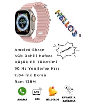 Hello Watch 3+ Plus 2024 Yeni Nesil 3 Kordonlu Amoled Ekranlı 4 GB Dahili Hafızalı Aksesuar Bağlantılı Akıllı Saat (Rose)