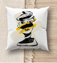 BK Gift Modern Art Tasarımlı Beyaz Kırlent Yastık, Ev Hediyesi, Ev Dekorasyonu, Dekoratif Hediye (Model 9)