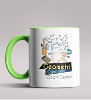 Kişiye Özel Geometri Öğretmeni Tasarımlı Siyah Renk Kupa Bardak  (Yeşil)