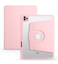 iPad Air 11 2024 Kılıf Termik Kalem Bölmeli Dönebilen Standlı Tablet Kılıfı (Pembe)