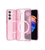 Galaxy S23 FE Kılıf Magsafe Şarj Özellikli Parlayan Simli Saydam Renkli Allstar Kılıf (Pembe)