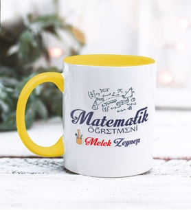 Matematik Öğretmeni Tasarımlı Kişiye Özel Kupa Bardak (Sarı)