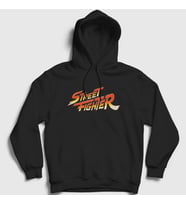 Presmono Unisex Gri Logo Oyun Street Fighter Kapüşonlu Sweatshirt 324231tt (Siyah)