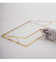 25 cm x 15 cm Nişan Tepsisi  Cam  Damat Kahvesi  Pirinç & Gold, Siyah, Gümüş (Gümüş)
