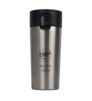 İsme Özel Premium Çelik Termos Bardak Kilitli Kapaklı 350 ML - Coffee (Krom)