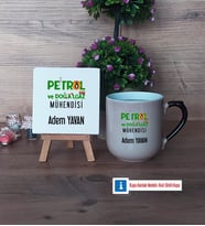 Petrol ve Doğalgaz Mühendisi Dekoratif Taş, Kupa Bardak Kırmızı Hediye (Model 9)