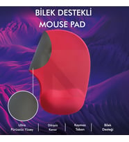 MP01 -  Elips Bilek Destekli Mouse Pad  Konforlu, Kaymaz Taban, Ergonomik, Yumuşak, Ev,Ofis (Kırmızı)