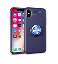 Uyumlu Model Apple iPhone XS Max 6.5 Kılıf Yüzüklü Magnetli Ravel Case (Mavi)