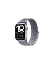 Apple Watch 44mm Kordon 2023 Point Hasır Kordon Strap Kayış (Gri - Mavi)
