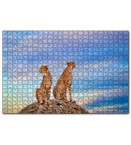 Cakapuzzle Kayalığın Üzerindeki Çita Çifti  Puzzle Yapboz MDF (Ahşap) (1000 Parça)