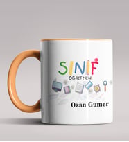 Kişiye Özel Sınıf Öğretmeni Tasarımlı Siyah Renk Kupa Bardak 14 (Turuncu)