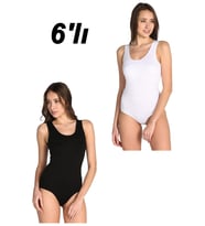 6lı Kadın Geniş Askılı Kancalı ÇıtÇıtlı Body Zıbın Atlet S-Battal (Karışık)