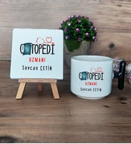 Ortopedi Uzmanı Hediye Seti Kupa Bardak T Kulplu ve Dekoratif Taş Tıp Bayramı Hediyesi (Model 6)