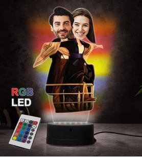 Doğum Günü Hediyesi,Sevgiliye Hediye, Kişiye Özel Fotoğraflı Titanic Tasarımlı Karikatür 3D Led Lamba (RGB)