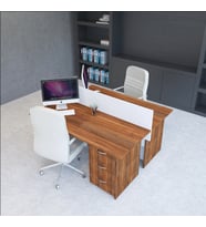 VENA Nil Workstation İkili Çalışma Masa 158cm x 140cm x 115h (Beyaz - Ceviz)