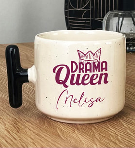 Kişiye Özel Drama Queen Hediye T Kupa Bardak Sevgiliye Arkadaşa Hediye (Siyah)