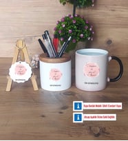 Anneye Doğum Günü Hediyesi Hediye Sepeti Kalemlik, Kupa Bardak Sihirli, Ahşap Anahtarlık Hediye (Model 1)