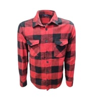 Ronex R01212 Erkek Oduncu Cepli Düğmeli Büyük Kareli Gömlek - R01212 - Siyah - ST01212-Siyah-XXL (Kırmızı)