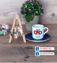 Babaya Hediye Türk Kahvesi Fincanı Ahşap Altlıklı ve Fotoğraflı Ahşap Anahtarlık Hediye Babaya Doğum Günü Hediyesi (Model 4)