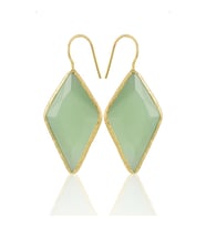 Kadir Jewellery 22 Ayar Altın Kaplama Vintage Küpe -El İşçiliği Ve Hipoalerjenik Küpe (Açık Yeşil)