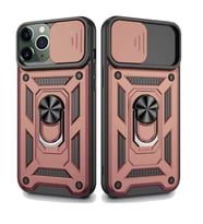 Apple iPhone 11 Pro Uyumlu Kızaklı Kamera Korumalı Tank Kılıf (Rose - Gold)