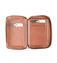 Lotus 1616 Hakiki Deri Unisex Fermuarlı Cüzdan (Taba)