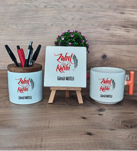 Zabıt Katibi Hediye Sepeti Kupa Bardak T Kulplu, Kalemlik ve Dekoratif Taş Zabıt Katibine Hediye (Model 7)