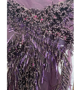53X46 CM NİŞAN ABİYE GELİNLİK AKSESUAR KABARTMA İŞLEME APLİKE DİKİŞ (Mor)
