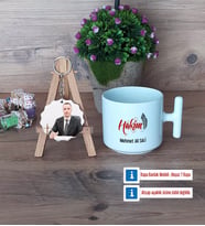 Hakim Kupa Bardak Beyaz ve Fotoğraflı Ahşap Anahtarlık Hediye (Model 12)
