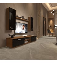 Decoraktiv Eko 5D Mdf Dvd Tv Ünitesi Tv Sehpası - Beyaz - Pera (Siyah - Ceviz)