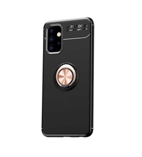 Samsung Galaxy A32 4G Kılıf Yüzüklü Magnetli Ravel Case (Siyah-Rose Gold)