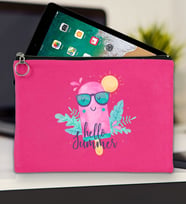 BK Gİft Yaz Temalı-5 Tablet Çantası 30x21cm(12 Renk Seçeneği), Ipad Çantası, Baskılı Tablet Kılıfı (Fuşya)