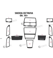 Meriç® Skoda Octavia Ön Torpido Kaplama Maun 11 Parça 2010-2016 (Karbon)