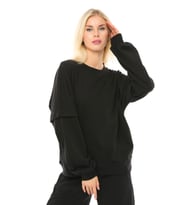Kadın Oversize Sweat Kol Detaylı Su Yeşili (Siyah)