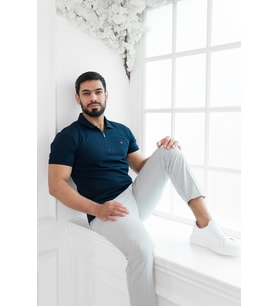 Paul Martin Fermuarlı Polo Yaka %100 Pamuk Regular Fit T-shirt (Lacivert)