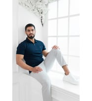 Paul Martin Fermuarlı Polo Yaka %100 Pamuk Regular Fit T-shirt (Lacivert)