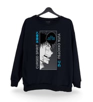 Yuta Okkotsu Jujutsu Kaisen Baskılı Unisex Bisiklet Yaka Oversize Sweatshirt Anime Manga (Siyah)