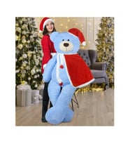 160 Cm Pelerinli - Şapkalı Ayıcık, Yeni Yıl, Yılbaşı Hediyesi (Mavi)