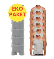 Tezzgelsin Eko Set 12'li Paket Erkek İç Çamaşır Seti 6 Adet Atlet 6 Adet (Gri-Gri)