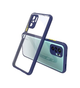 Xiaomi Redmi Note 10S Kılıf Kenar Renkli Sararmaz Şeffaf Kapak (Lacivert)