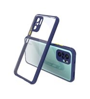 Xiaomi Redmi Note 10S Kılıf Kenar Renkli Sararmaz Şeffaf Kapak (Lacivert)