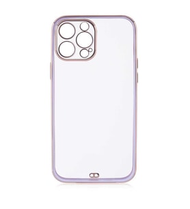 Uyumlu Model Apple iPhone 13 Pro Kılıf Köşeli Gold Şeffaf Kapak (Lila)