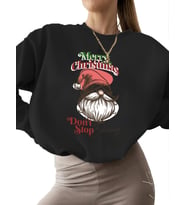 Noel kapşonlu cüce i·nanmayı bırakma Baskılı Sweatshirt unisex erkek 3 iplik şardonlu kadın Bej (Siyah)