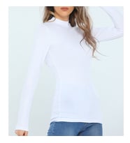 BAYAN UZUN KOL YARIM BALIKÇI YAKA BODY BASIC (Beyaz)