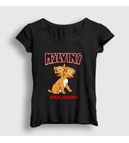 Presmono Kadın Beyaz Houdini Melvins T-Shirt 447551tt (Siyah)