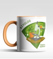 Kişiye Özel Biolog Tasarımlı Siyah Kupa (Beyaz-Turuncu)