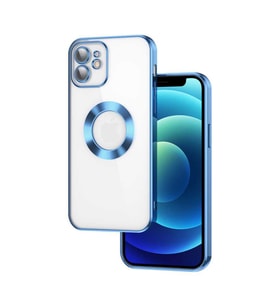 Uyumlu Model Apple iPhone 11 Kılıf Kamera Korumalı Logo Gösteren Şeffaf Kapak (Açık Mavi)