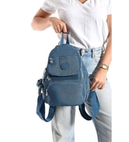 Kadın Sırt Çantası Kapaklı Model 30*25 Cm Hafif Klinkır Kumaş Spor Çantası Günlük Bayan Çantası (Mavi)